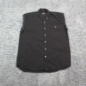 Thunder Shirt Mens M Black Sleeveless Button-Up Fringed 2006 Sturgis Graphic